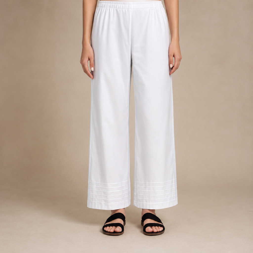 Soft Cotton Bottom Pintuck Palazzo For Women | Ladies Summer Pintuck Palazzo Pants.
