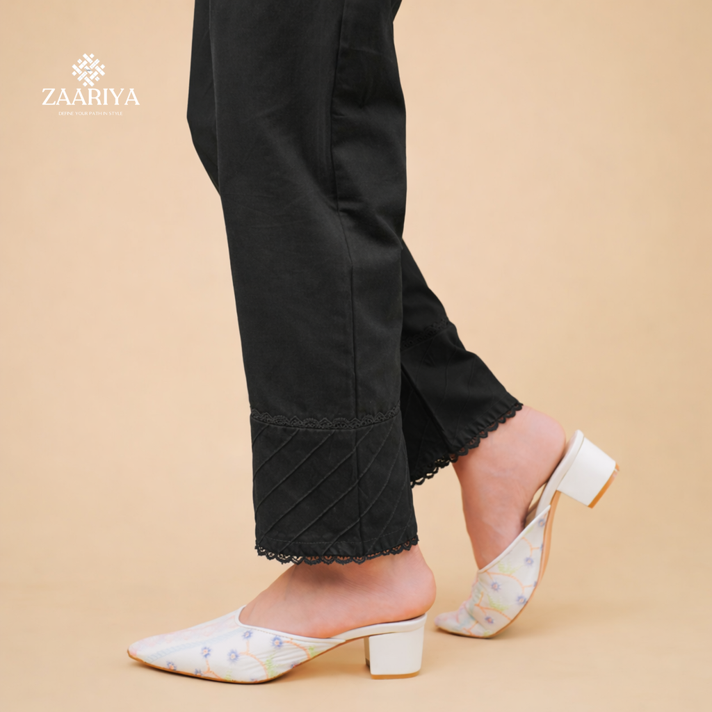 Soft Cotton Women Straight Pintuck Trouser Pakistan | Ladies Summer Pants