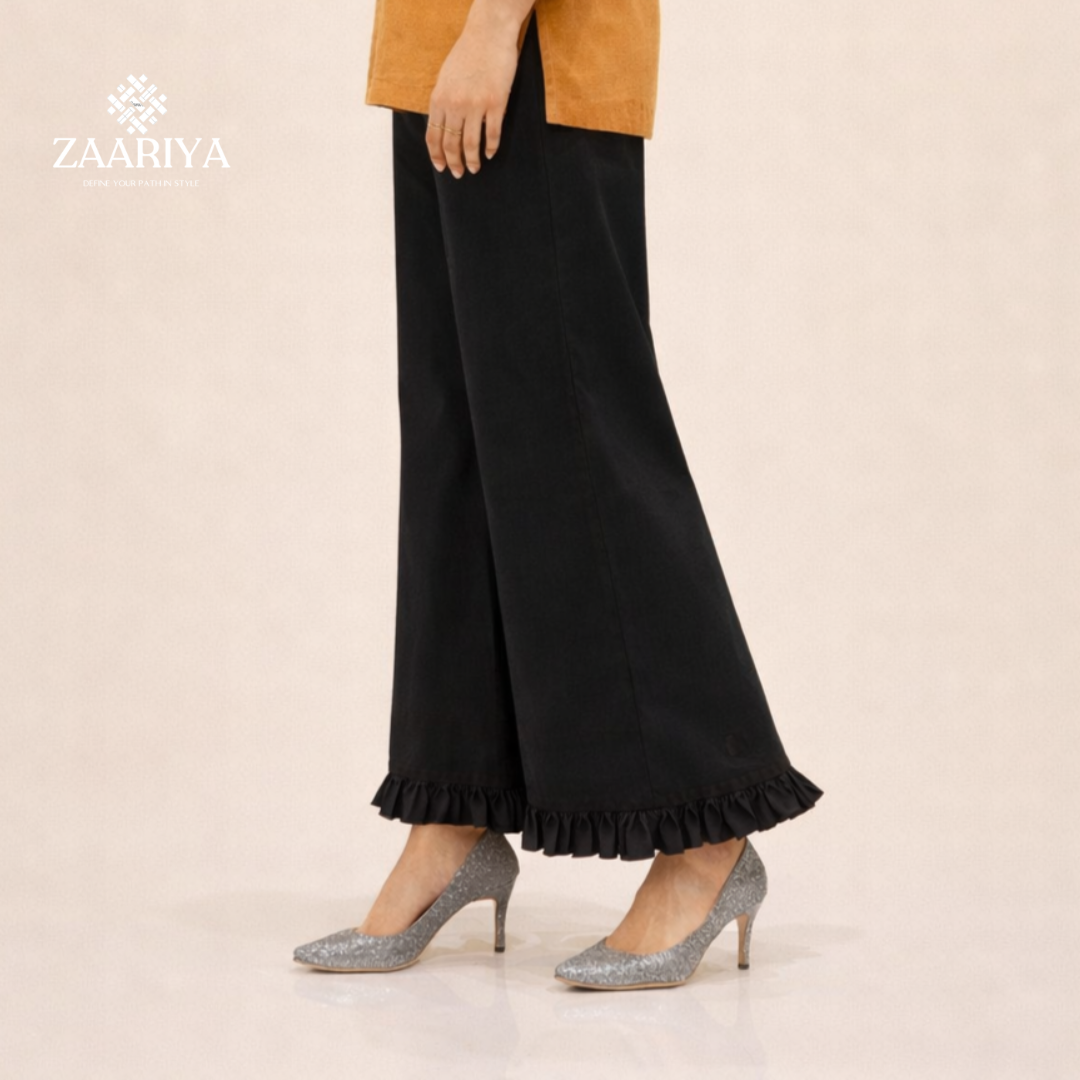 Soft Cotton Women frilled Palazzo Pants | Comfortable Summer Cotton Trouser for Ladies