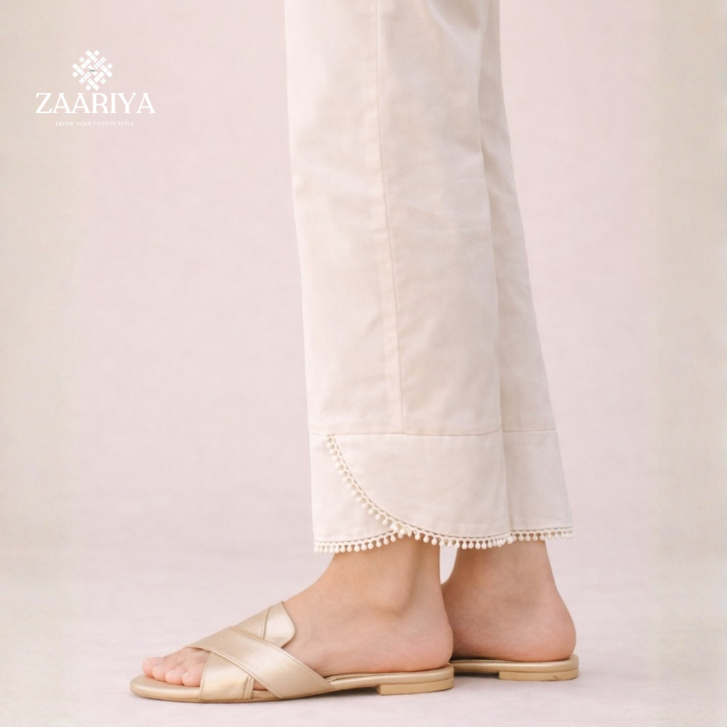 Soft Cotton Round Cut Straight Trouser  | Ladies Summer Pants For Casual and Party Wears