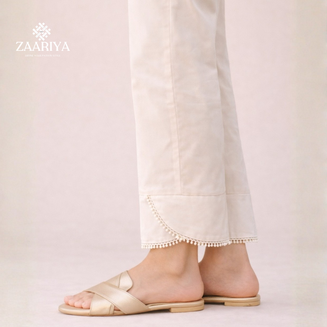 Soft Cotton Round Cut Straight Trouser  | Ladies Summer Pants For Casual and Party Wears