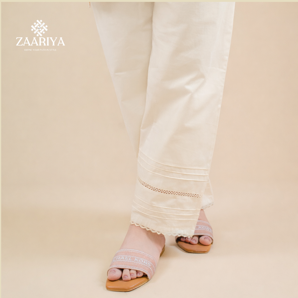 Soft Cotton 6 Pintuck Straight Trouser For Women