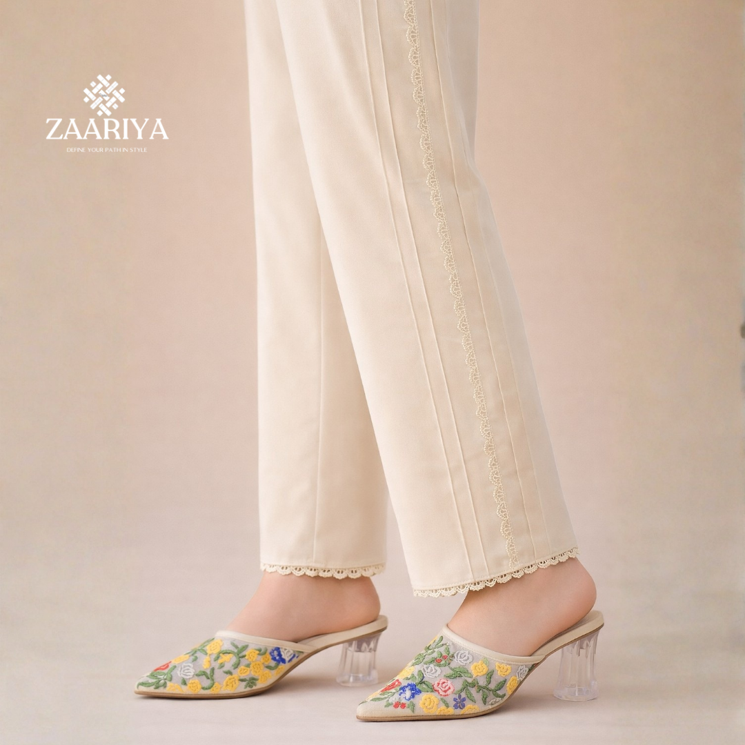 Soft Cotton Side Pintuck With Lacing Trousers for Women