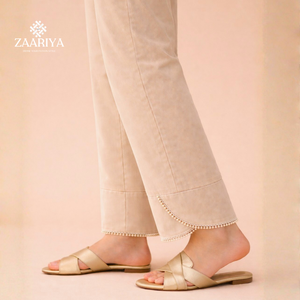 Soft Cotton Round Cut Straight Trouser  | Ladies Summer Pants For Casual and Party Wears