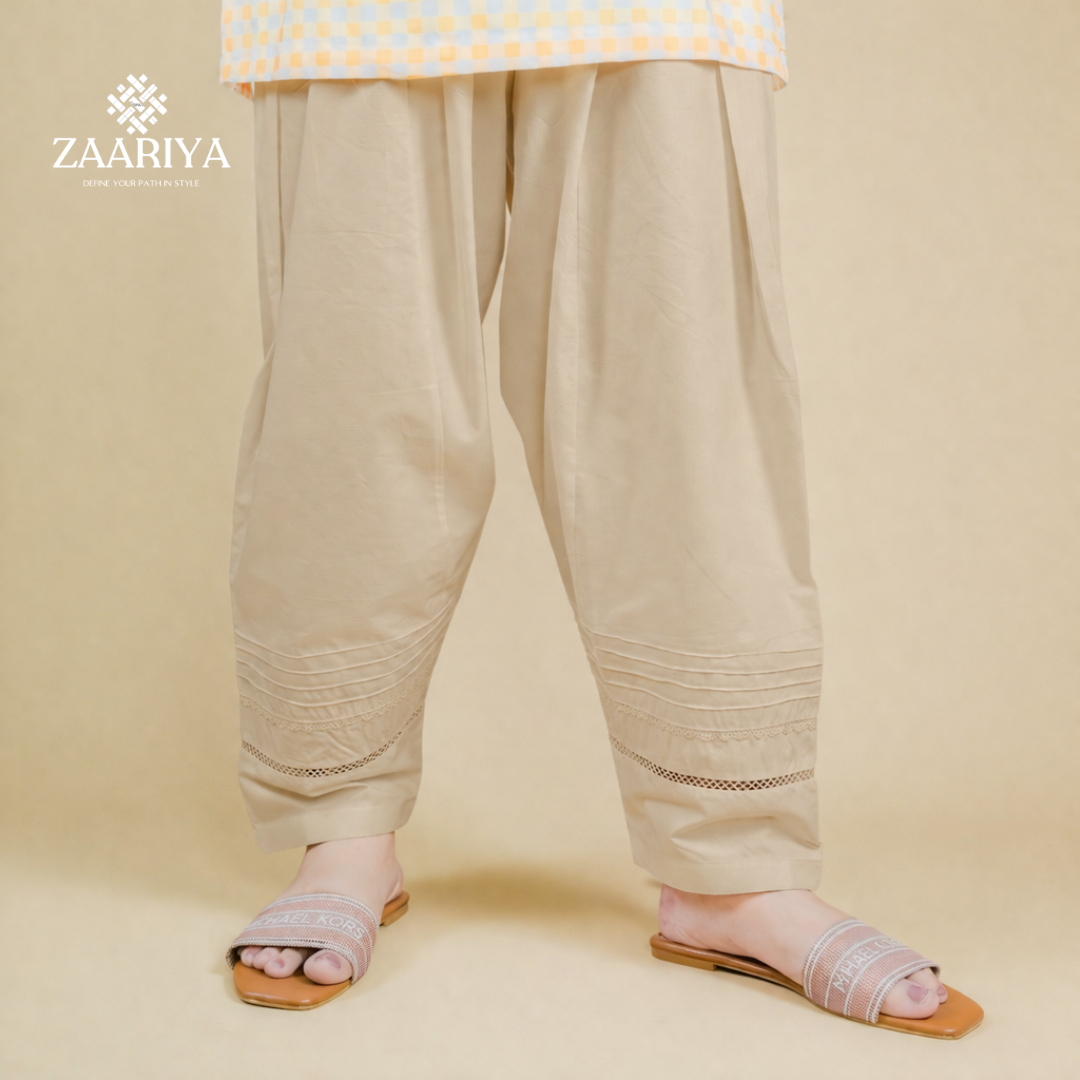 Soft Cotton Designer Shalwar For women| Soft Comfortable Joint Laced Pintuck Shalwar For Ladies