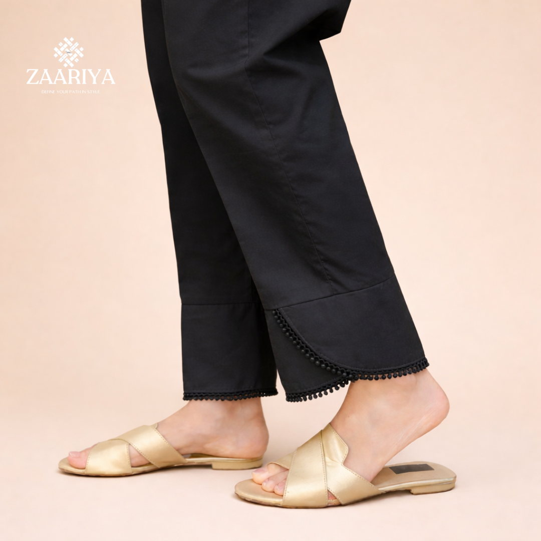 Soft Cotton Round Cut Straight Trouser  | Ladies Summer Pants For Casual and Party Wears