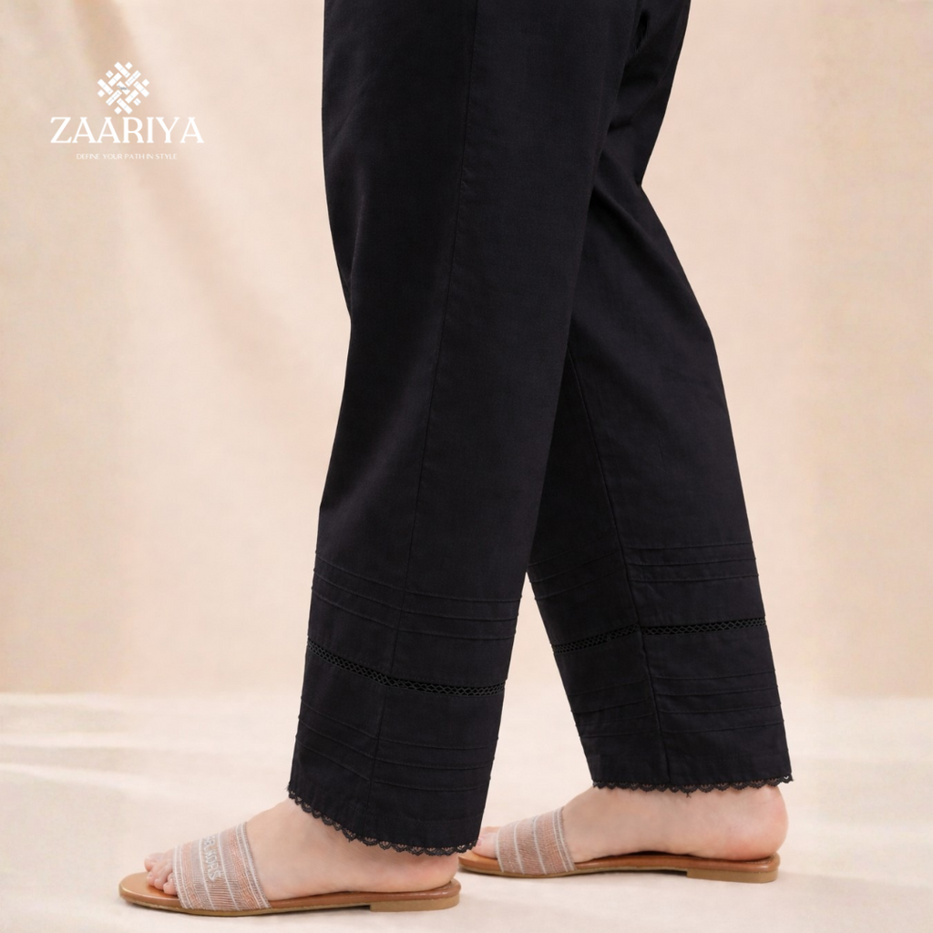Soft Cotton 6 Pintuck Straight Trouser For Women