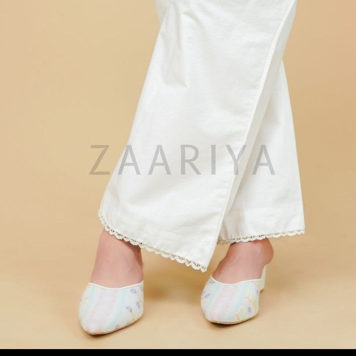 Multipack Pack Premium Soft Cotton Laced Palazzo For Women | Ladies Summer white Black Beige Palazzo